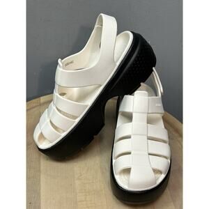 Crocs Stomp Fisherman Platform Sandal in Chalk White Womens 9 Mens 7